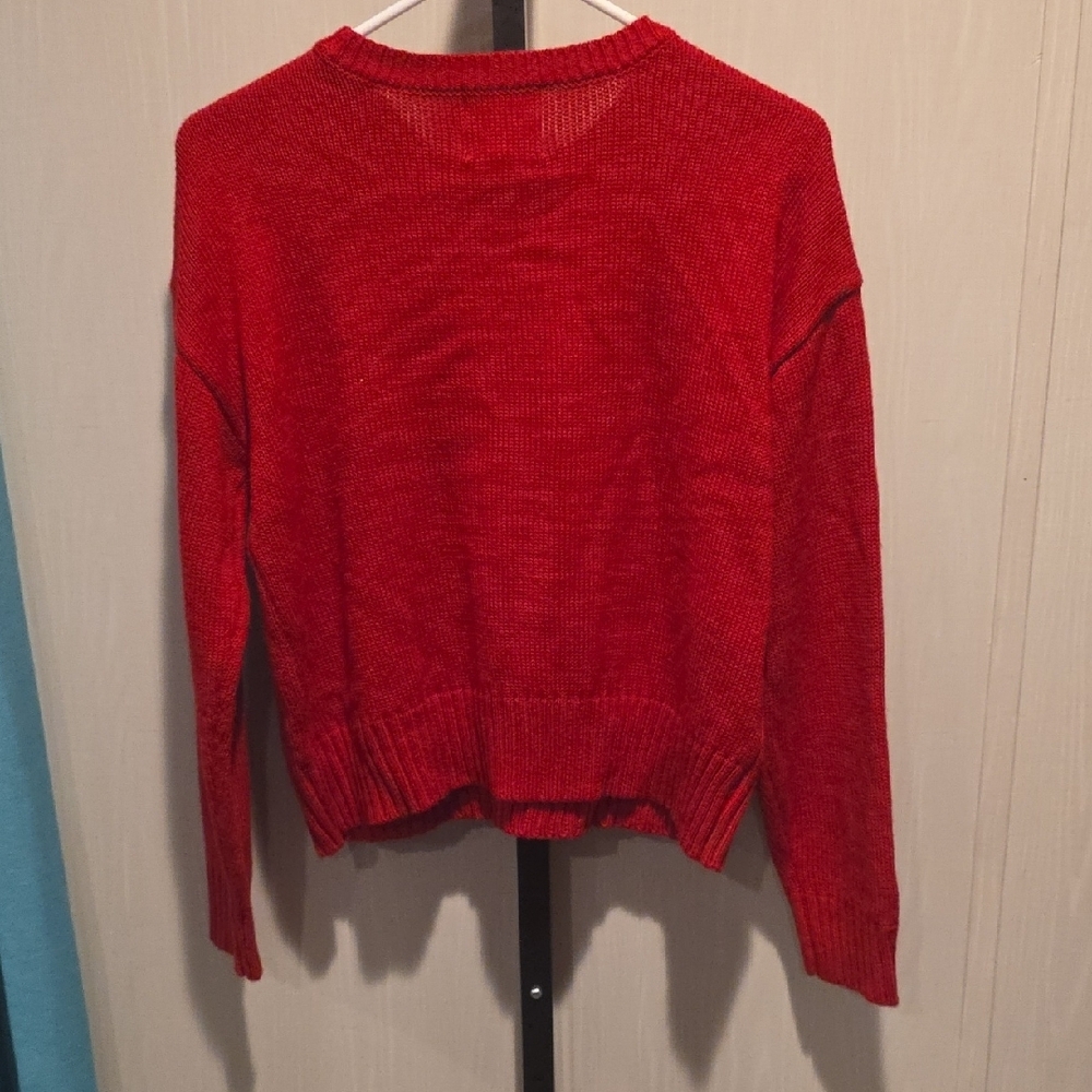 (J34) NO Comment XOXO Bold Red Crew Neck Sweater Sz M - Picture 5 of 5